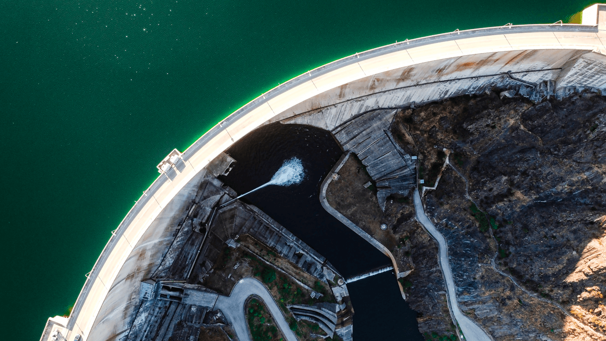 Water dam aerial view