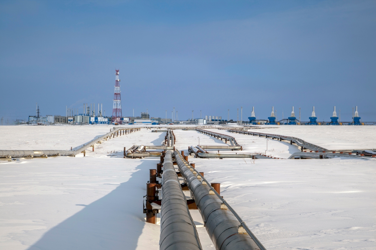 Gas pipeline in the winter