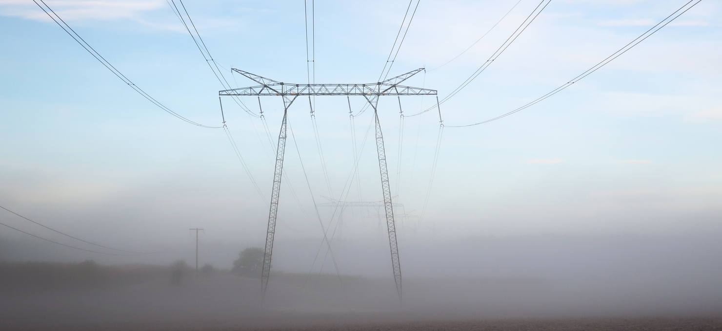 Picture of power lines and fog