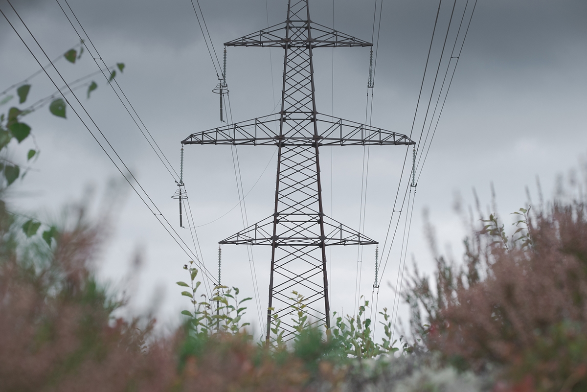 Electricity masts in autumn