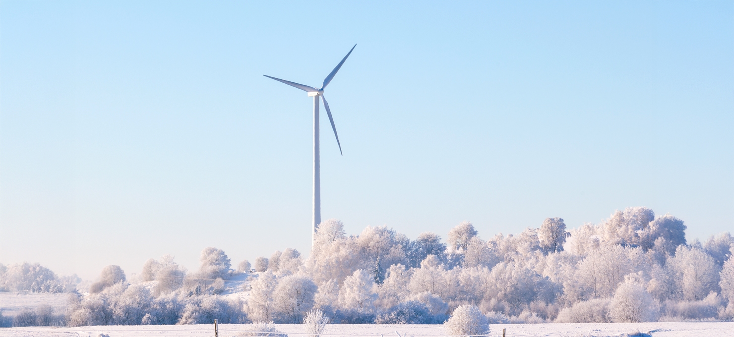 Wind mill in winter