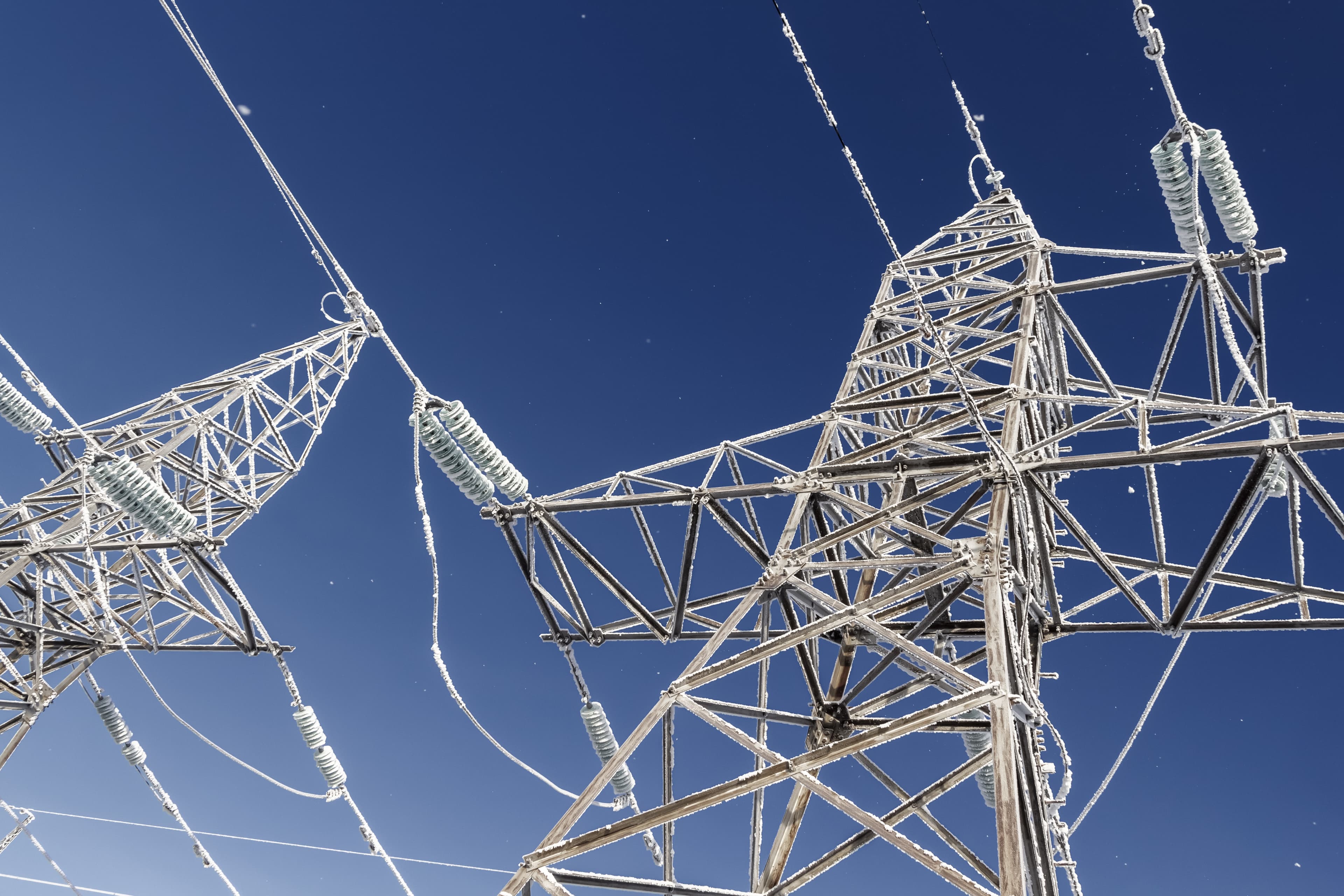 Electric transmission tower close up