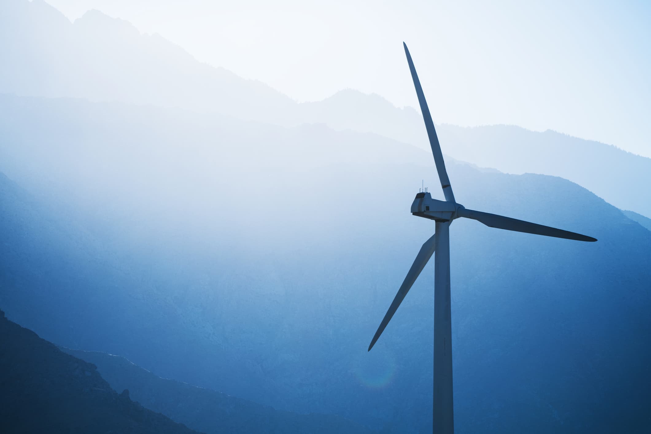 Windmill turbine in a mist
