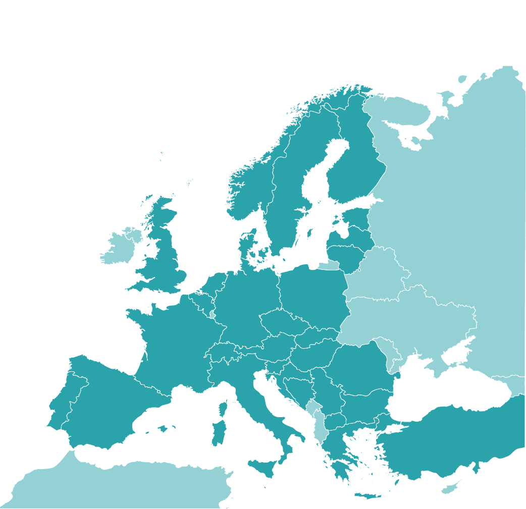 Europe map showing product coverage of weather scenarios