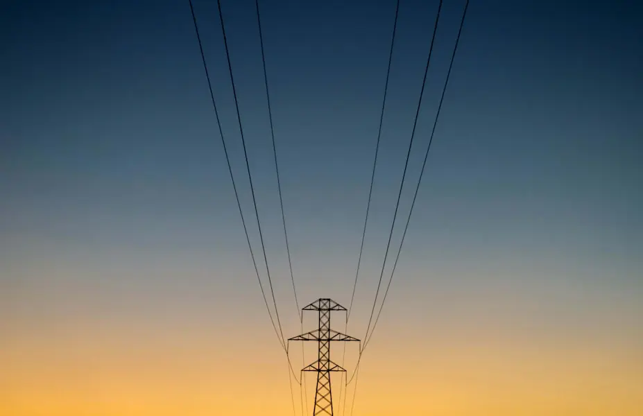 Power lines during sunset