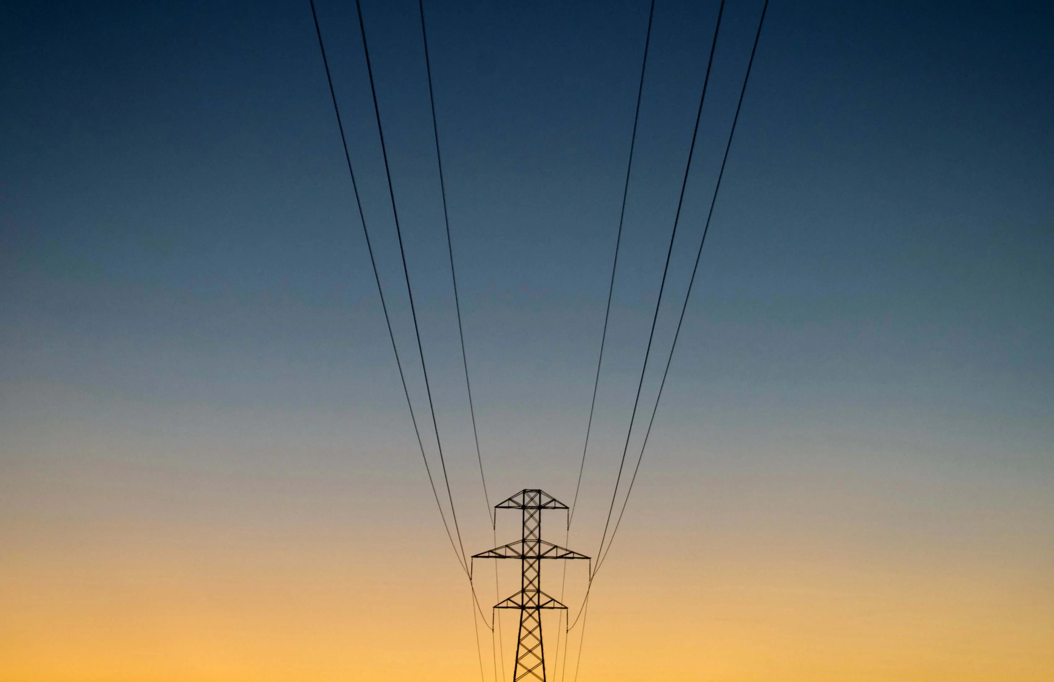 Power tower during sunset
