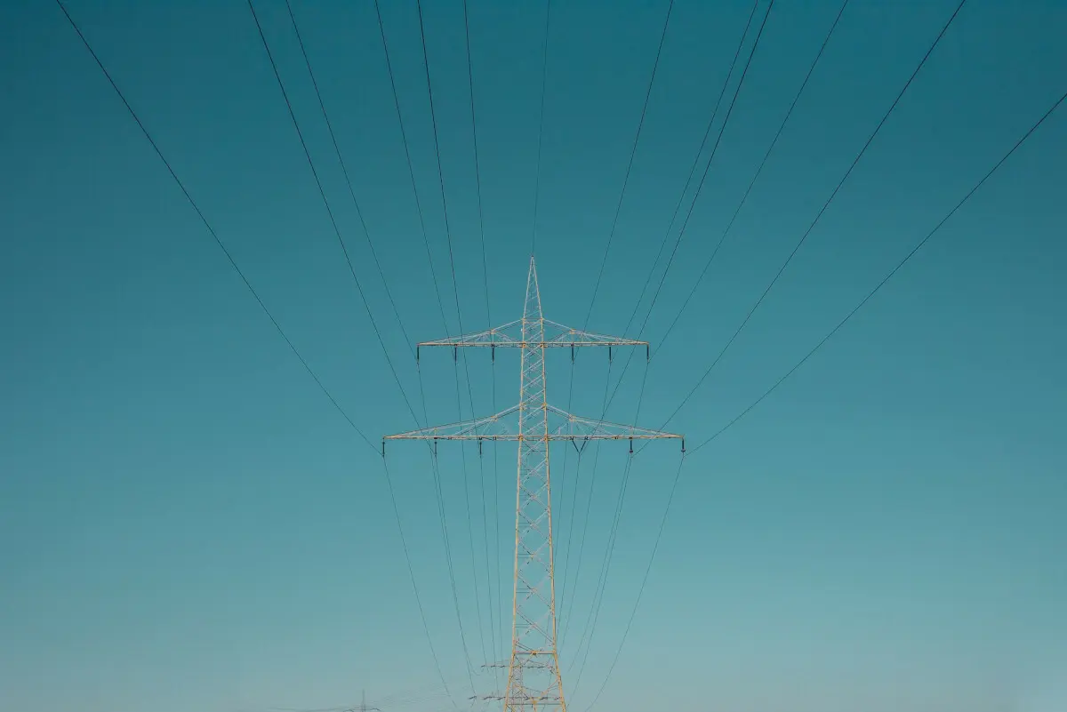 Power grid lines on a clear sky