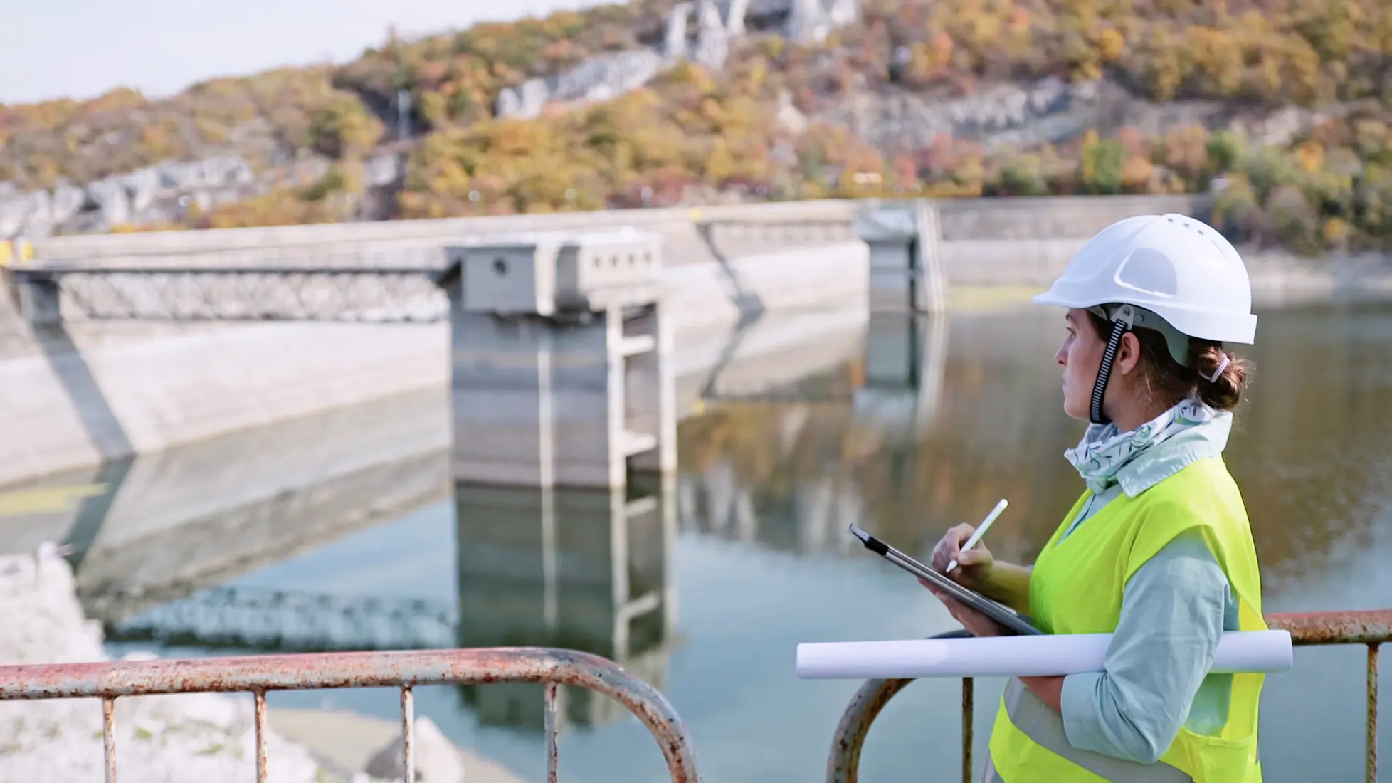 Image of a hydro power worker to represent Volue Smart Power: Automated Production Planning and Trading