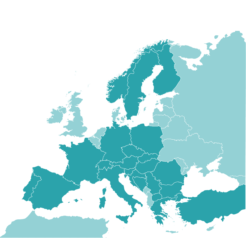 Europe map showing product coverage of hydropower forecasts
